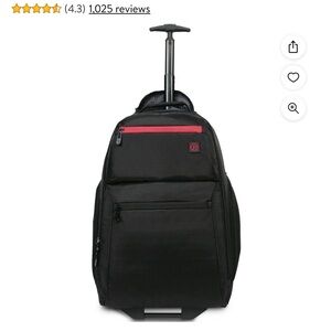 New Protege 22" Black Rolling Backpack with Telescopic Handle